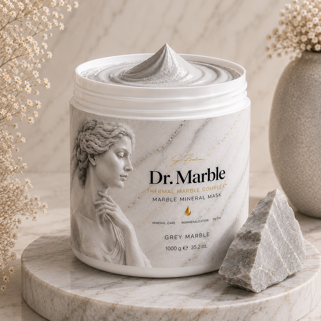 Gri Mermer Maskesi 1000 g | Dr. Marble® Thermal Marble Complex™